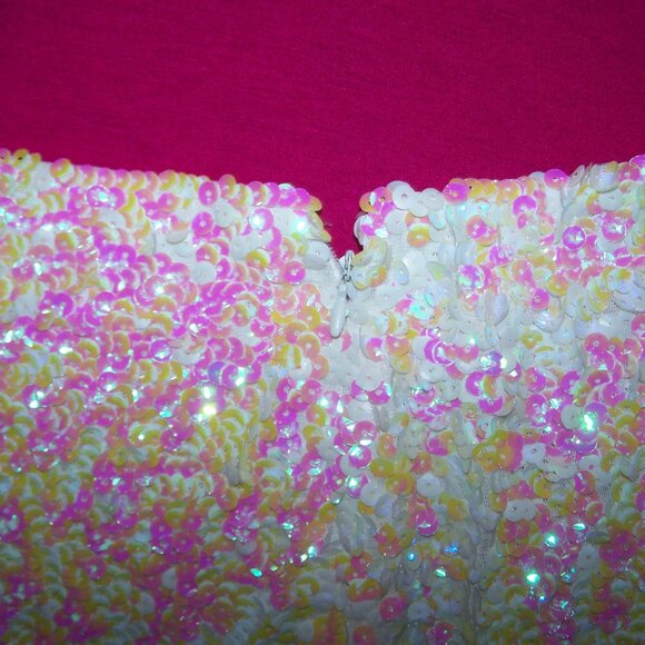 Unbranded White Sequin Skirt Sz M/L - Picture 5 of 7